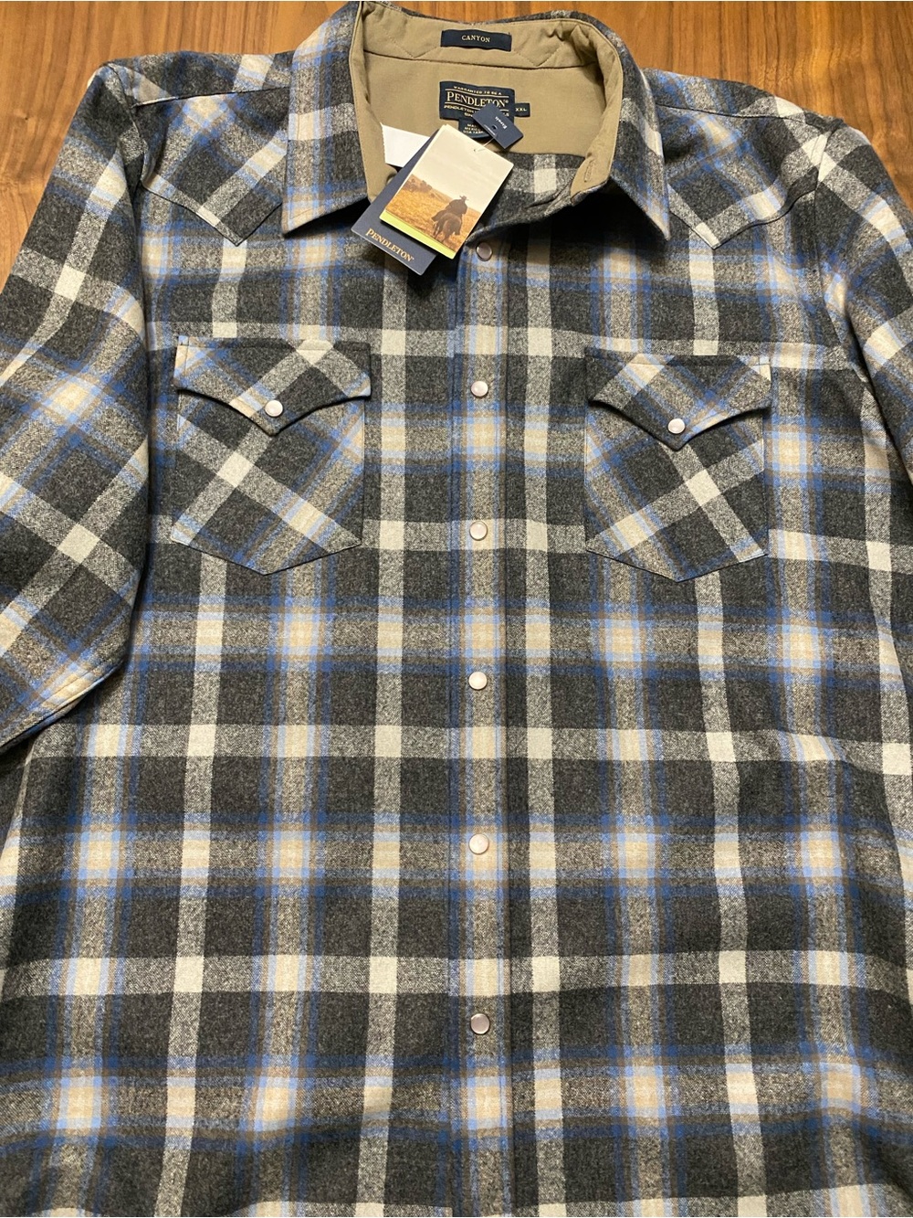 New Pendleton Men’s Plaid Snap-Front Western Canyon XXL Fitted Shirt